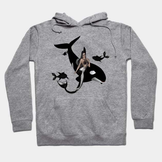 Wonderful mermaid with orca in the deep ocean Hoodie by Nicky2342